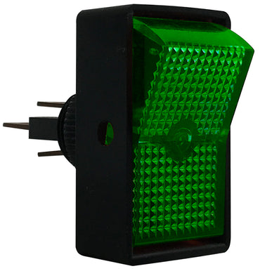 Universal Heavy Duty Green Illuminated Rocker Switch ON / OFF SPST - 20 Amps @ 12 Volt